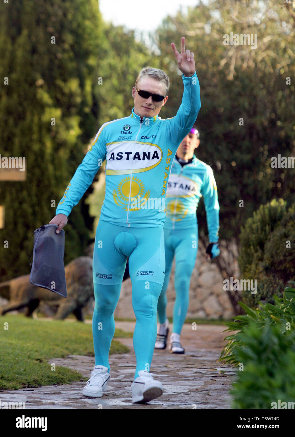 Le kazakh Alexandre Vinokourov vélo pro de l'équipe Astana photographié à la formation en Montuiri, Espagne, vendredi 12 janvier 2007. L'équipe se prépare pour la nouvelle saison à la la belle île des Baléares Mallorca. Photo : Gero Breloer Banque D'Images