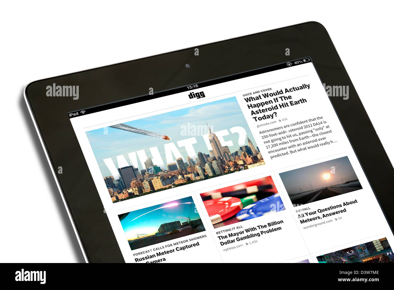 Digg, le site internet d'information sociale, vue sur une 4ème génération d'Apple iPad Banque D'Images