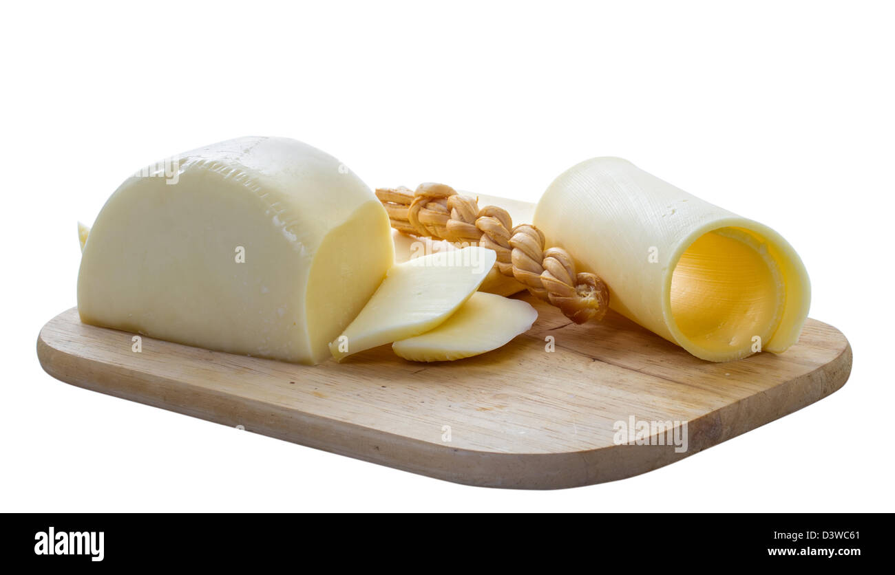 Différents types de fromage sur un fond blanc Banque D'Images