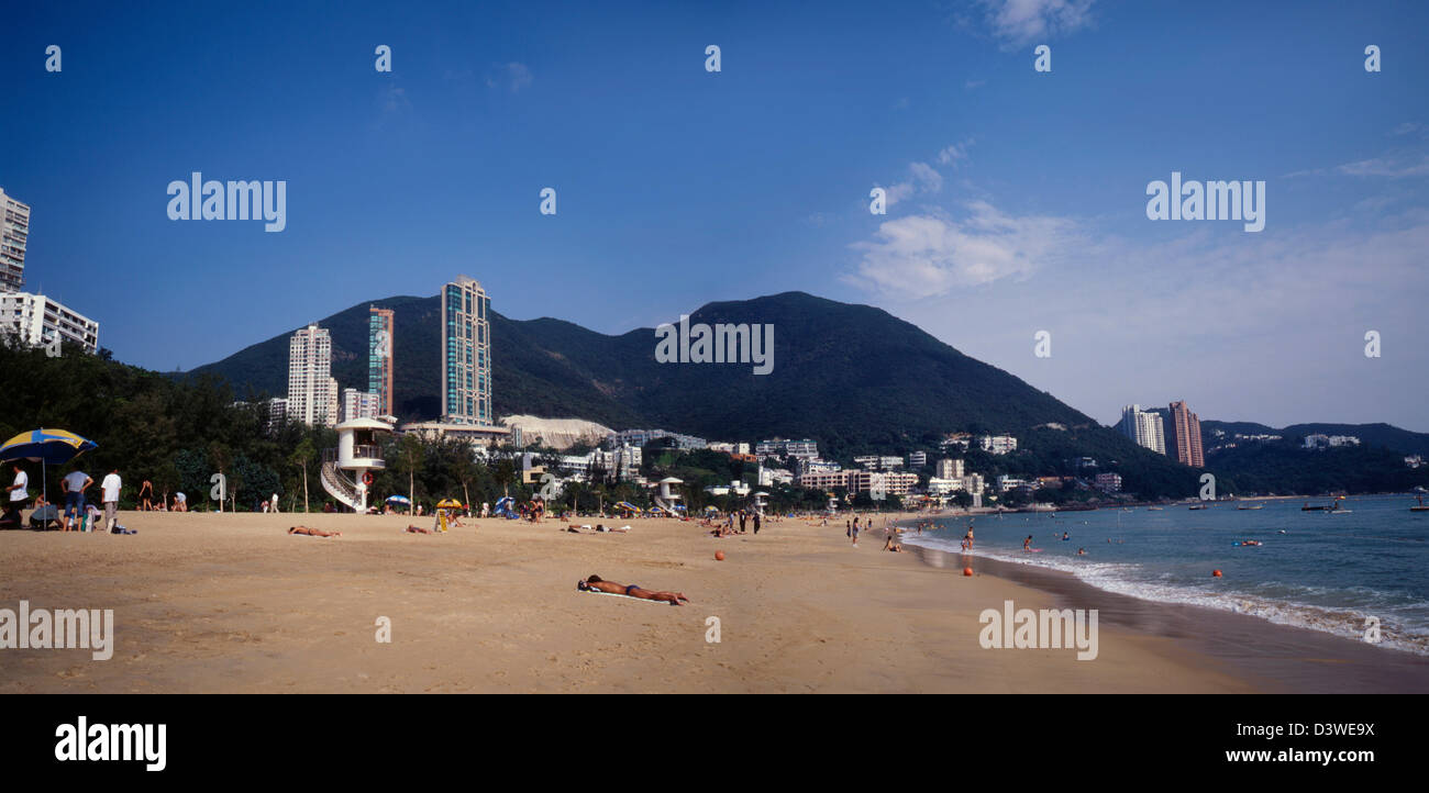 Plage de Repulse Bay, Hong Kong, Chine, Vue Panoramique Banque D'Images