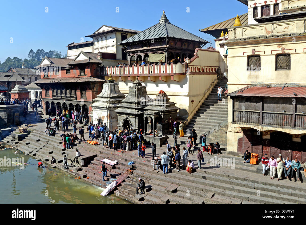 Sanctuaire de Pashupatinath, rivière Bagmati, Katmandou Népal Banque D'Images