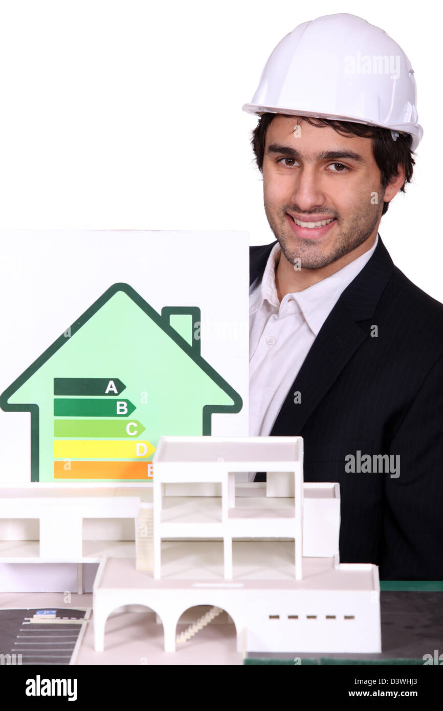 Affiche la consommation d'énergie et la mise en page de maisons Banque D'Images