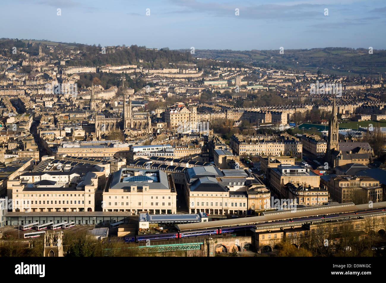 Vue sur le centre-ville de Beechen Cliff, Bath, Somerset, Angleterre Banque D'Images