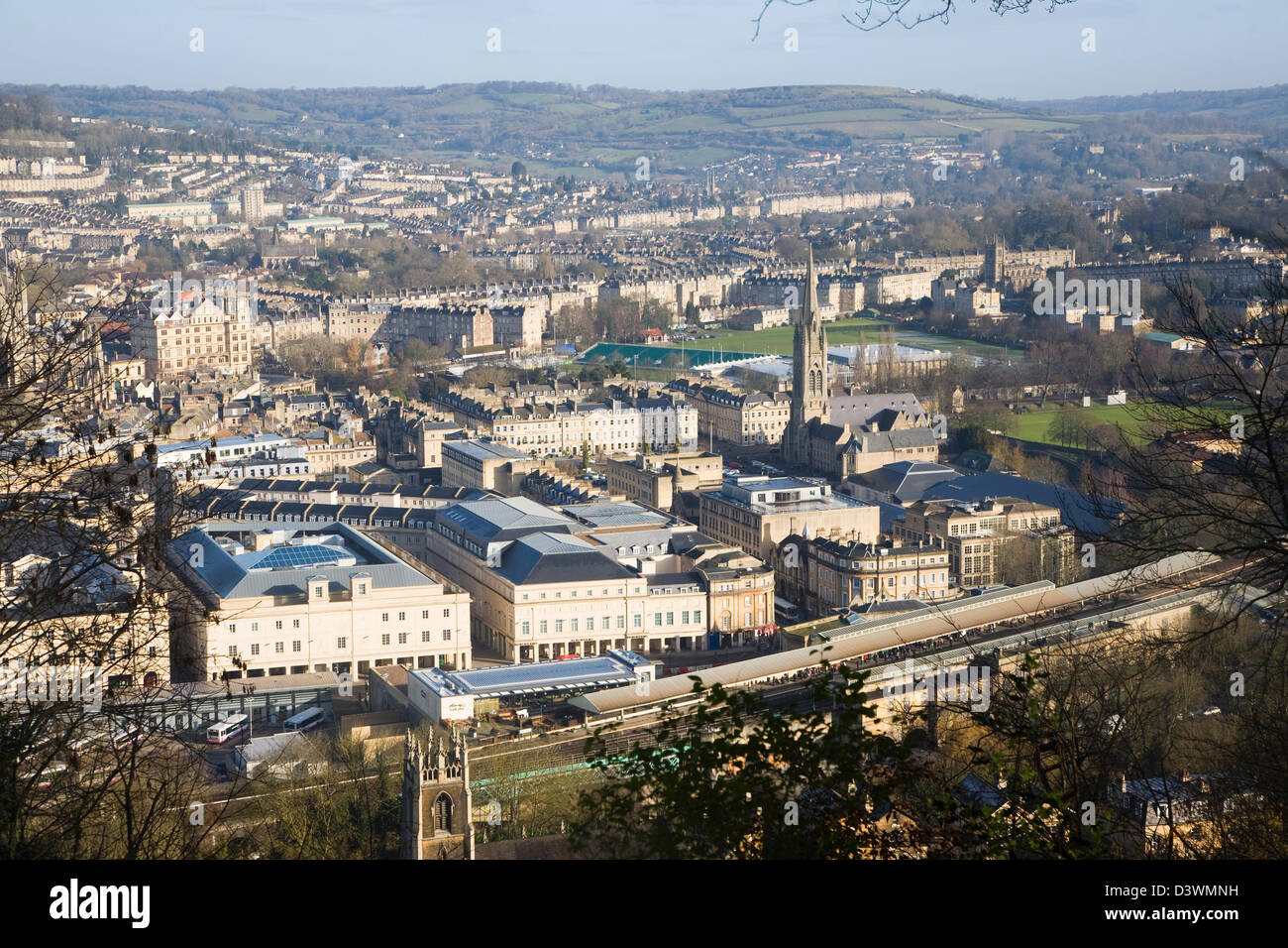 Vue sur le centre-ville de Beechen Cliff, Bath, Somerset, Angleterre Banque D'Images