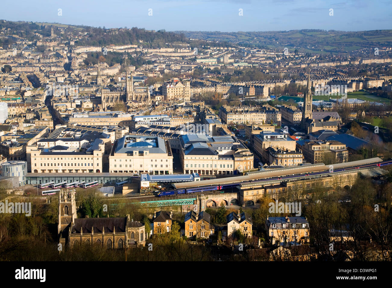 Vue sur le centre-ville de Beechen Cliff, Bath, Somerset, Angleterre Banque D'Images