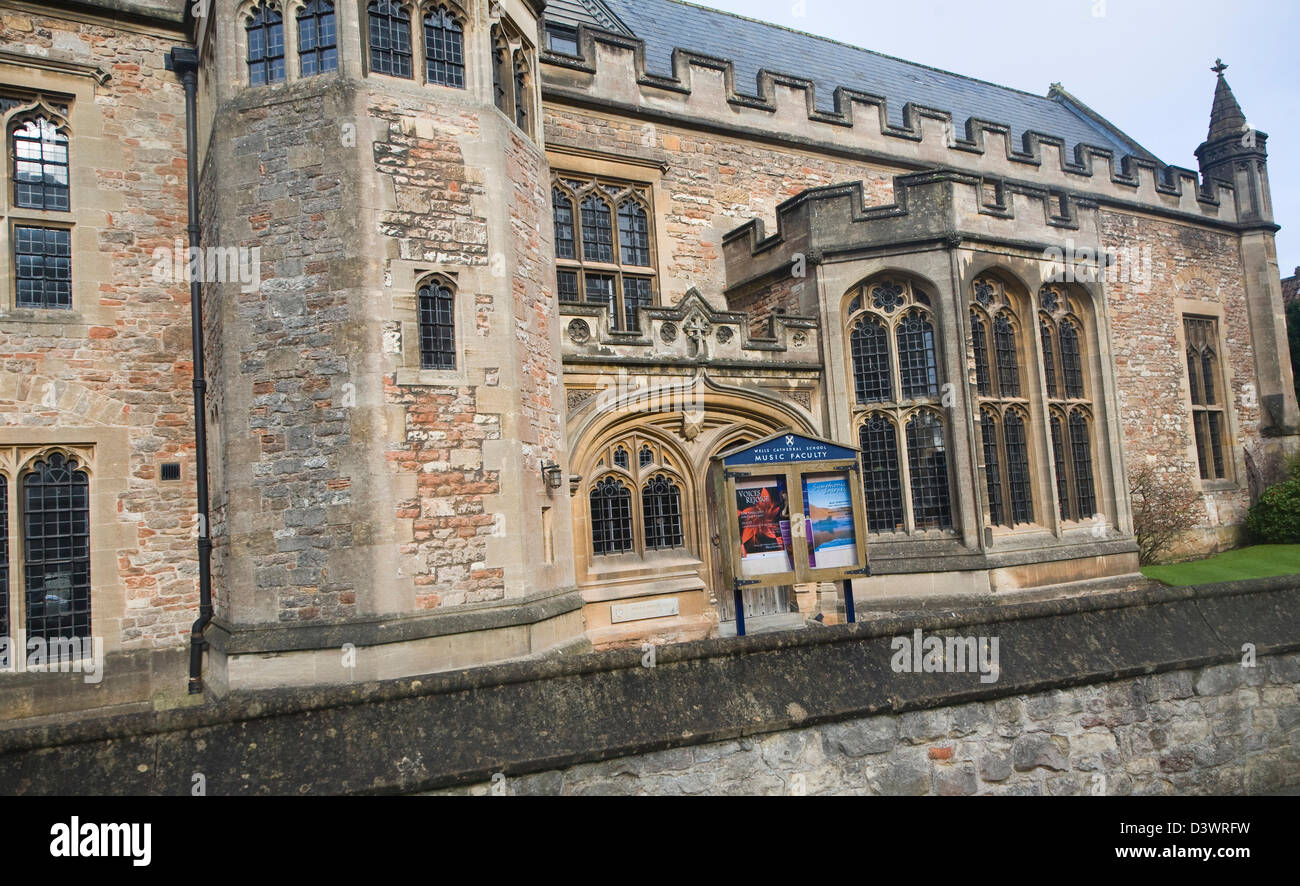 Wells Cathedral School music faculty abrité dans un immeuble historique dans la partie datant de 1500, Wells, Somerset, Angleterre Banque D'Images
