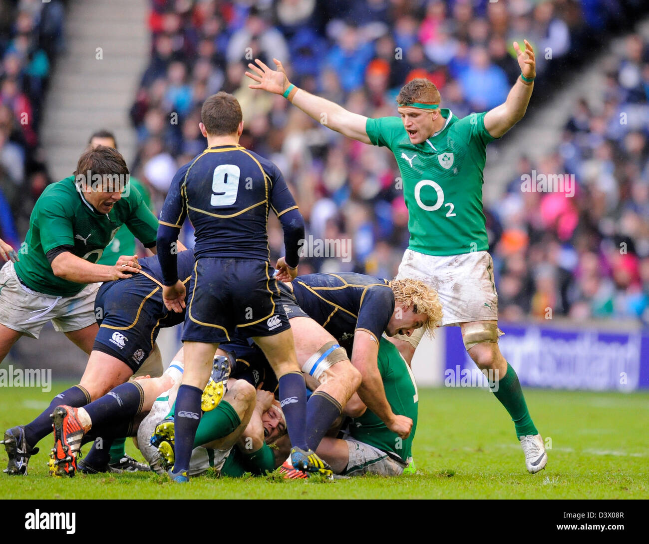 Edinburgh, Royaume-Uni. 24 février 2013. Jamie Heaslip de l'Irlande - RBS 6 Nations - l'Ecosse contre l'Irlande - stade Murrayfield - Édimbourg - 24/02/13 - Photo Simon Bellis/Sportimage/Alamy Live News Banque D'Images