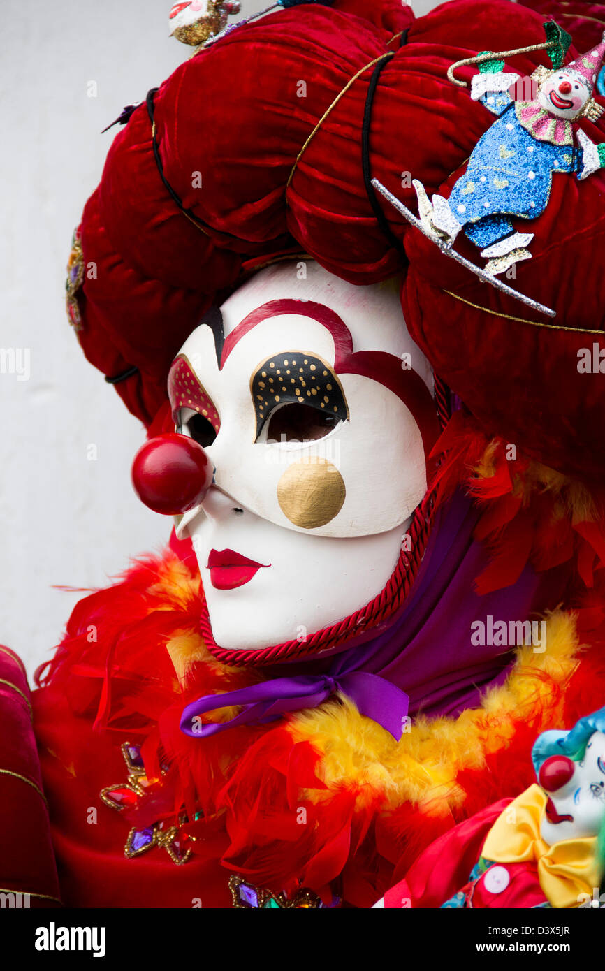 Clown, masque et costume au Carnaval de Venise, Italie, Venise Banque D'Images