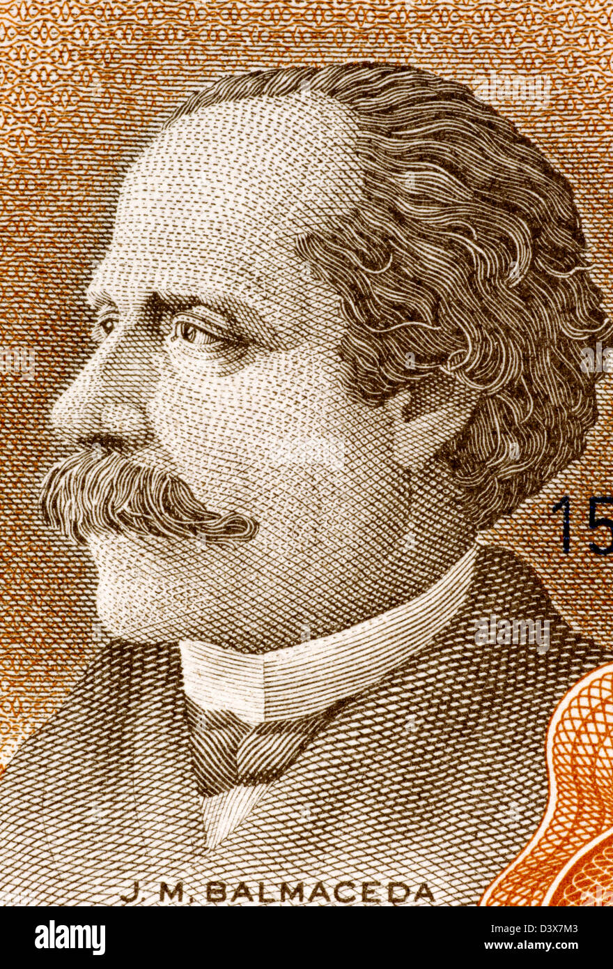 José Manuel Balmaceda (1840-1891) sur 10 escudos 1967 euros en provenance du Chili. 11e président du Chili au cours de 1886-1891. Banque D'Images