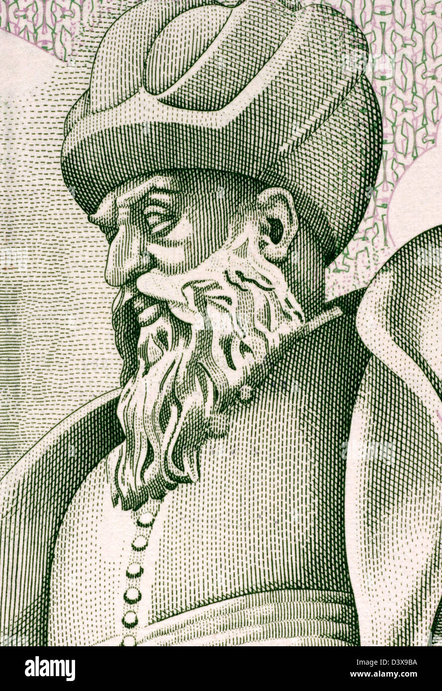 Mimar Sinan (1489-1588) sur le billet de 1989 lires 10000 en provenance de Turquie. Architecte Ottoman et ingénieur civil. Banque D'Images