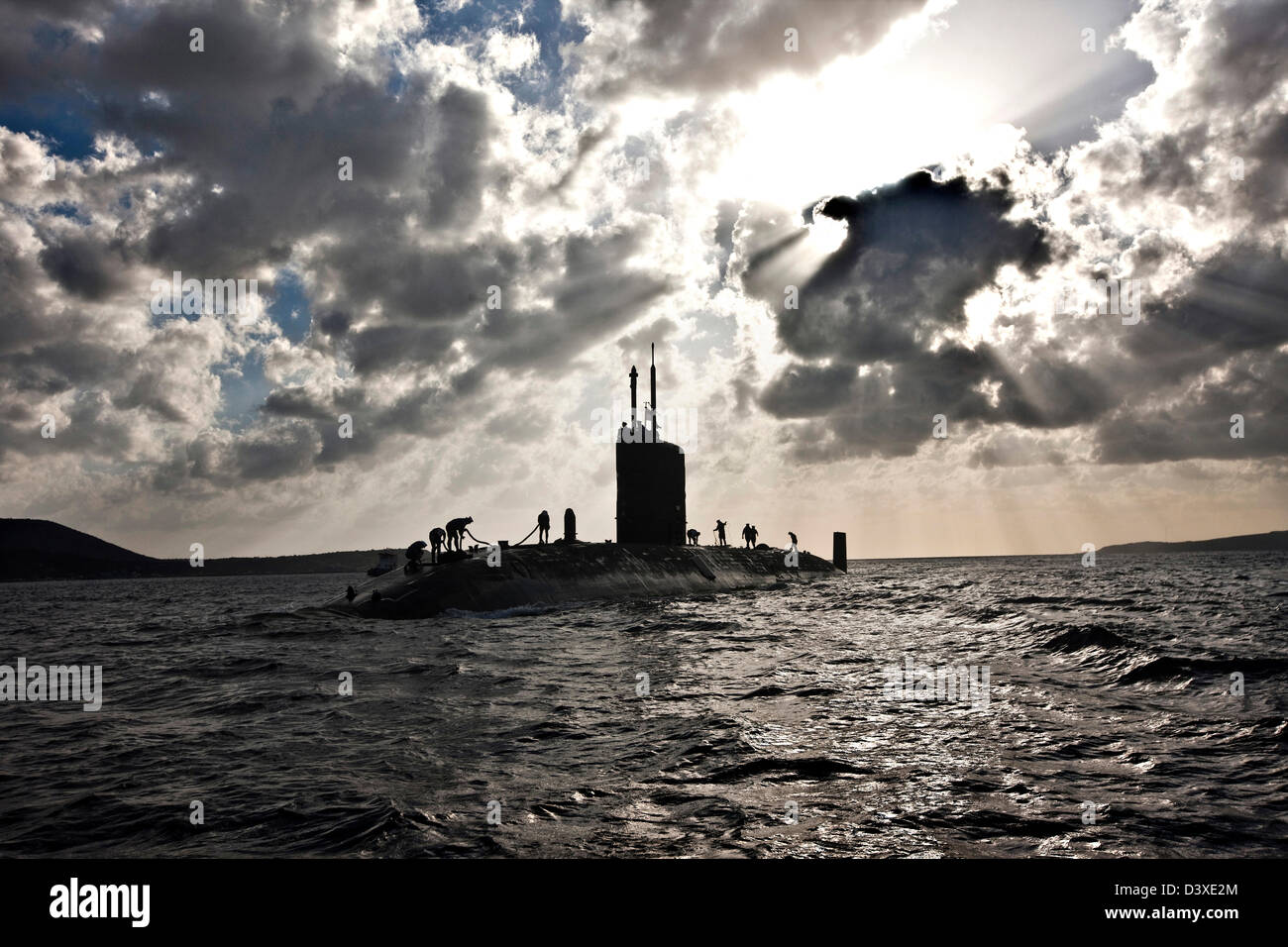 Sous-marin nucléaire HMS Talent et de l'équipage, rétroéclairé en Egypte Banque D'Images