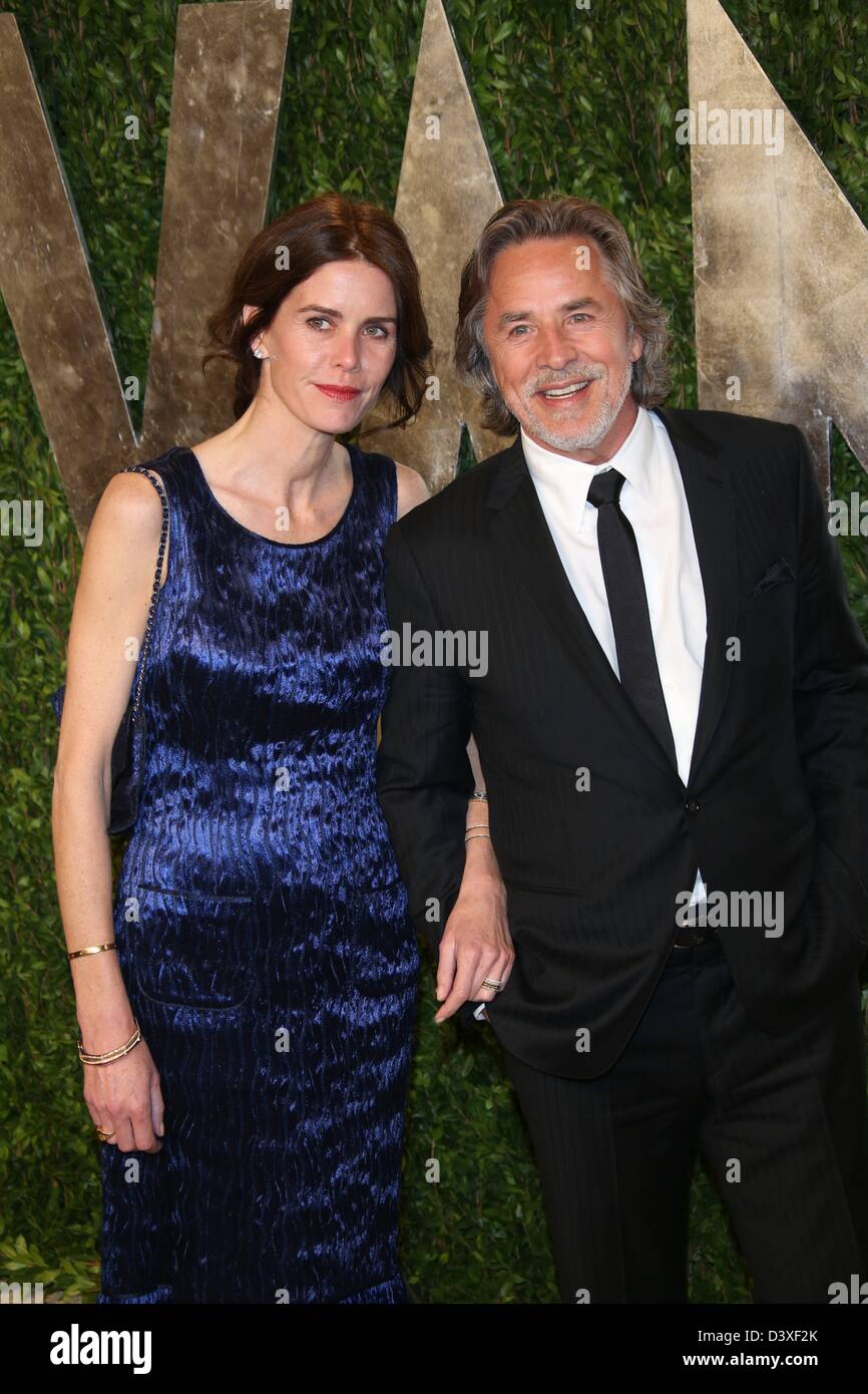 L'acteur Don Johnson et Kelley Phleger arrivent à la Vanity Fair Oscar Party Tour au coucher du soleil à West Hollywood, Los Angeles, USA, le 24 février 2013. Photo : Hubert Boesl/dpa Banque D'Images