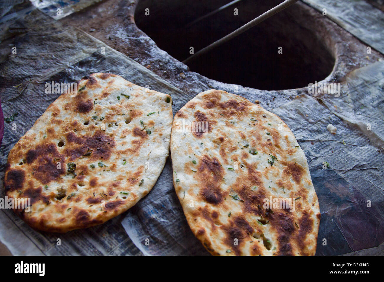 Close-up de pains indiens (Kulcha), Amritsar, Punjab, India Banque D'Images