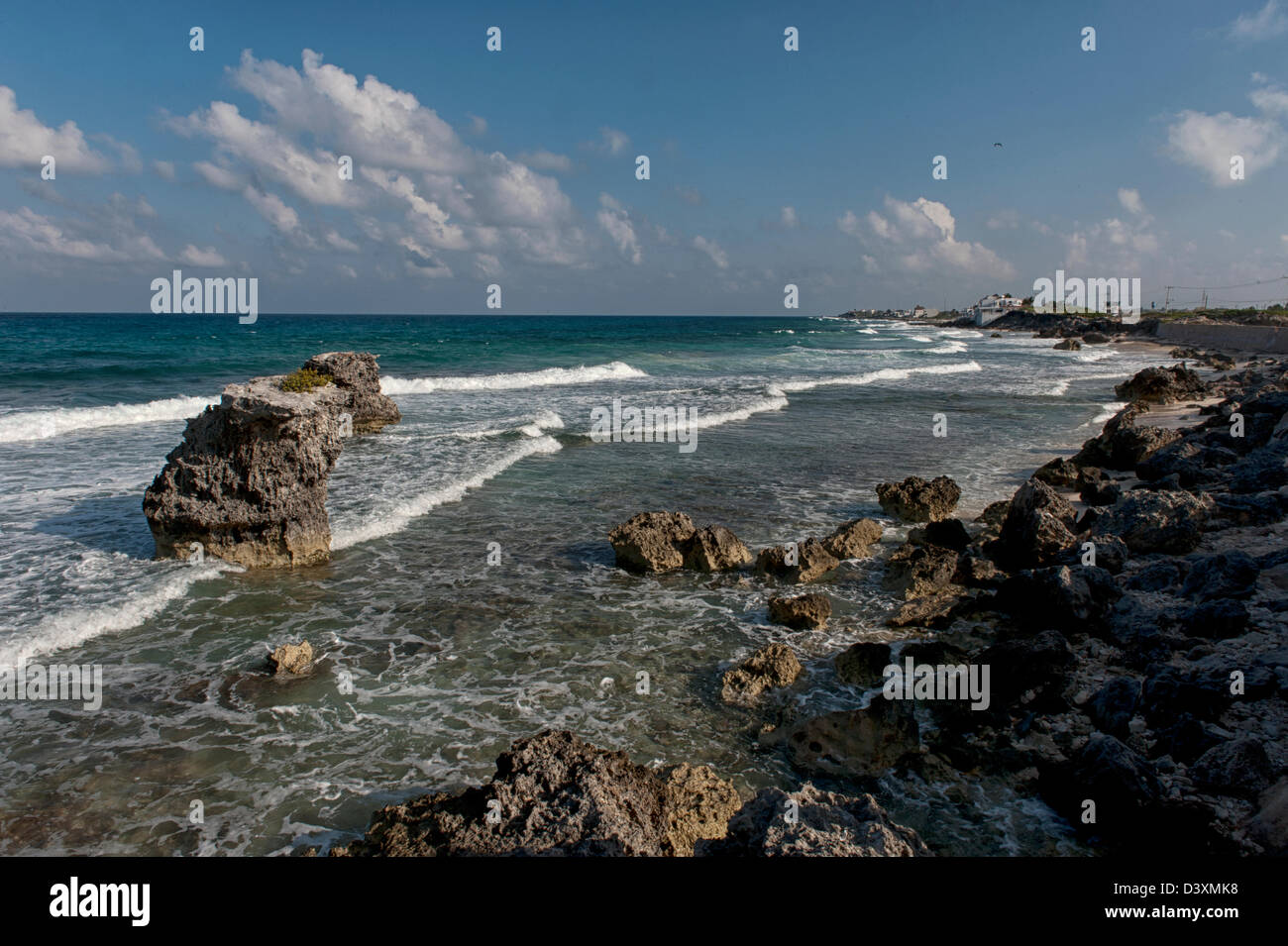 Des formations de roche de lave sur l'île de Isla Mujeres, Mexique Banque D'Images