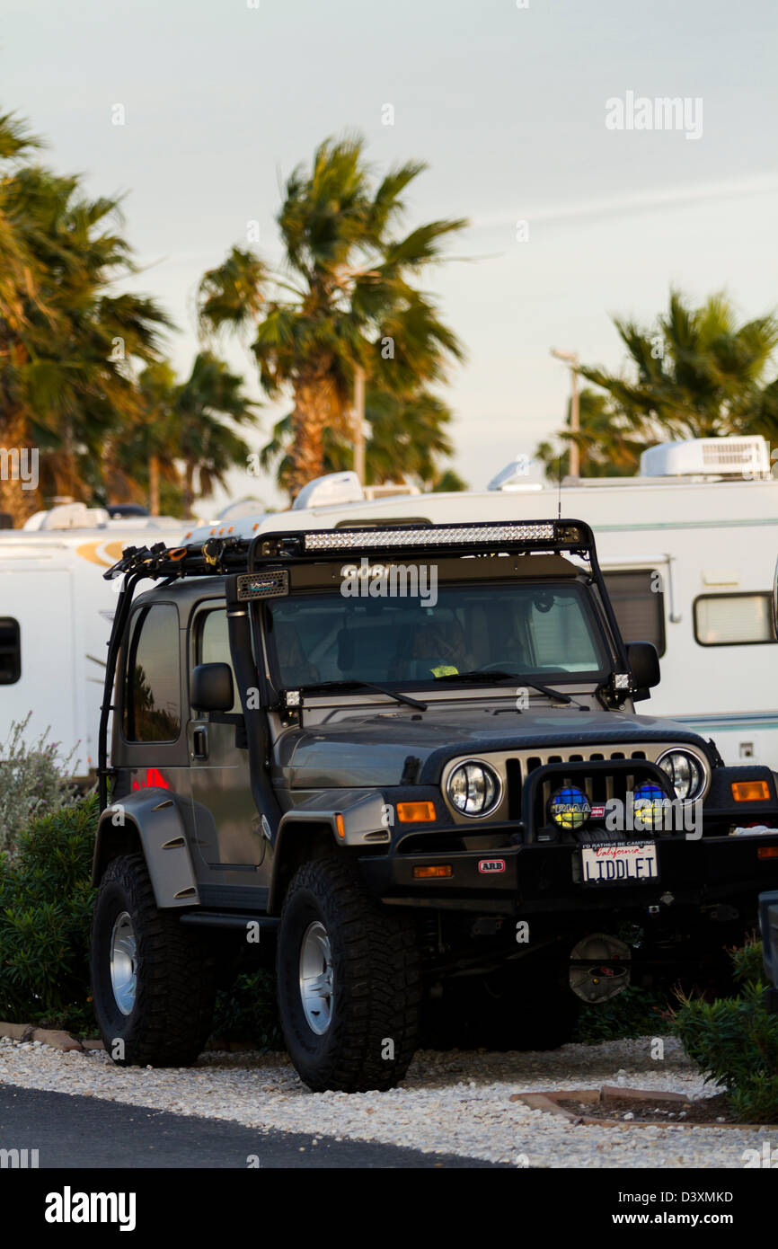 Camping-car au camping de South Padre Island, TX. Banque D'Images