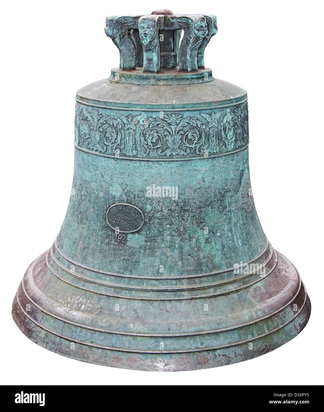 L'ancienne église bell isolé sur fond blanc Banque D'Images