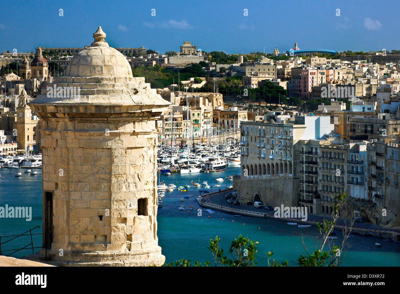 Fort bastion, grand port de La Valette, Malte,. Banque D'Images