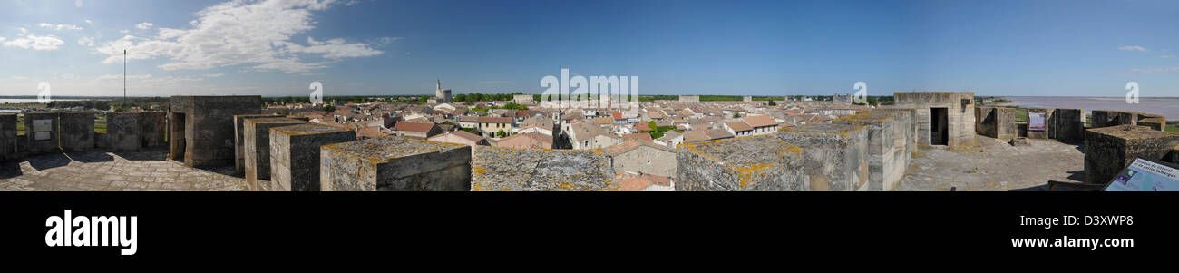 Vue sur Aigues Mortes, Vue Panoramique Banque D'Images