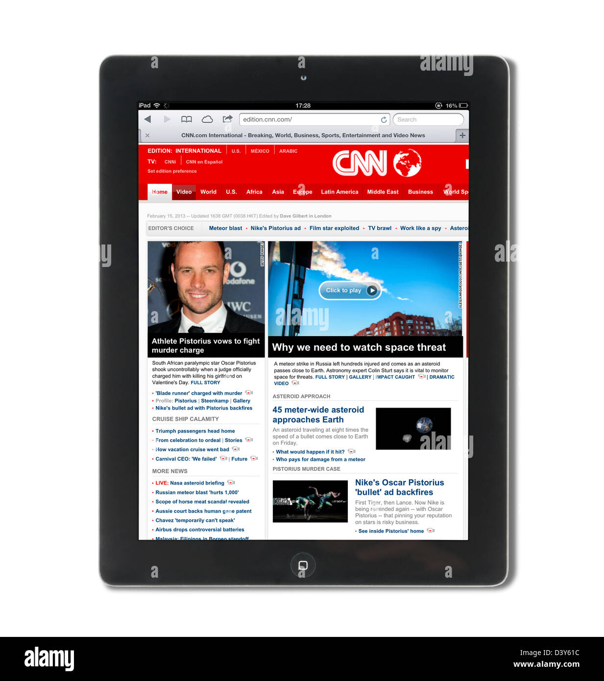 Le site web de CNN News vue sur une 4ème génération d'Apple iPad, USA Banque D'Images
