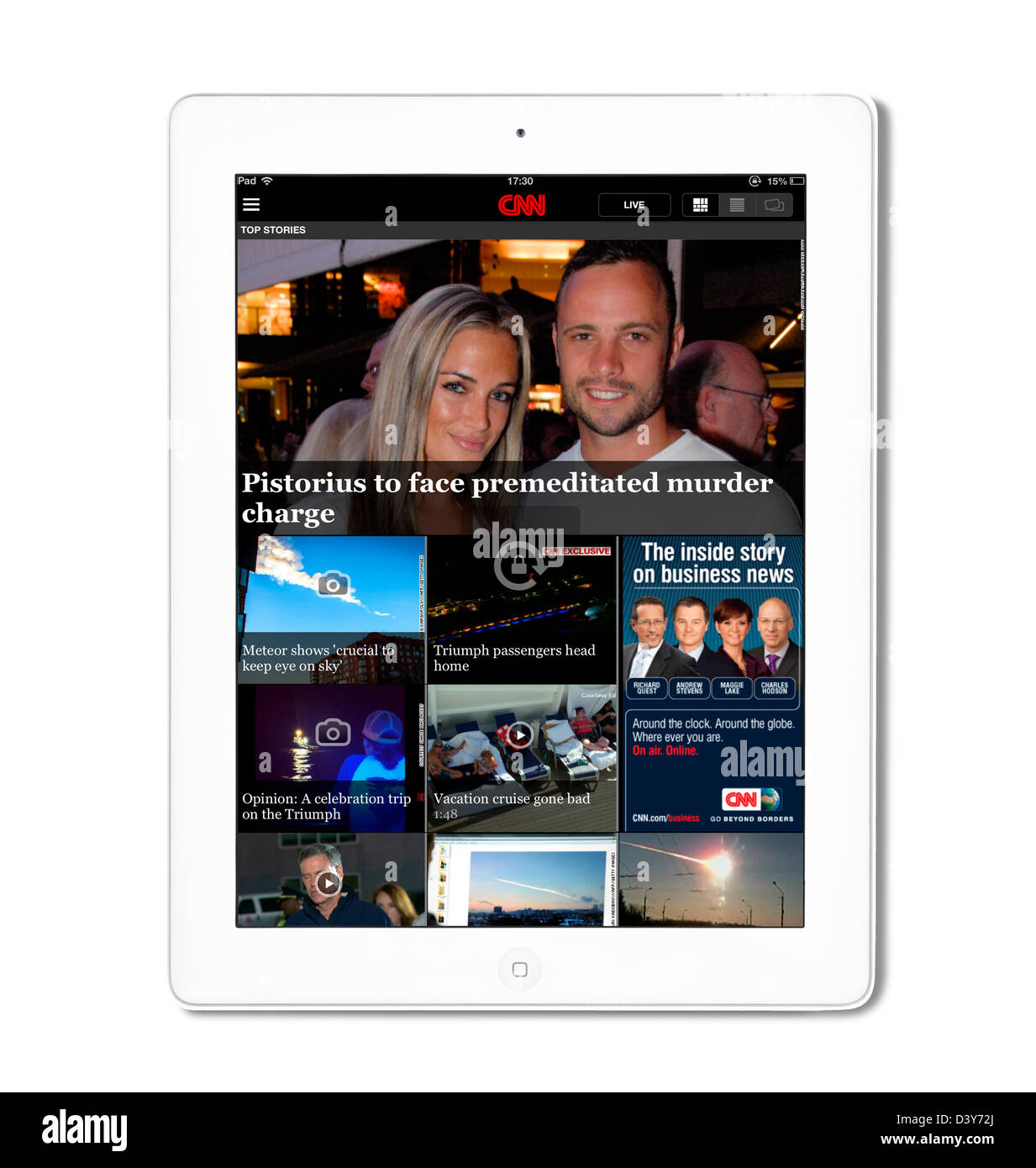 Top Stories sur le CNN iPad App sur un Apple iPad 4e génération Banque D'Images