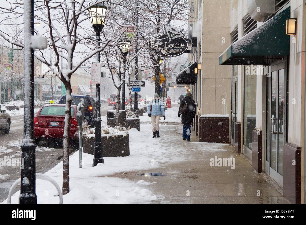 Oak Park, Illinois, USA. 26 février 2013. Une forte tempête de la fin de l'hiver, le lac se transforme en une rue Winter Wonderland. Les totaux de neige jusqu'à sept pouces sont attendus. Credit : Todd Bannor / Alamy Live News Banque D'Images