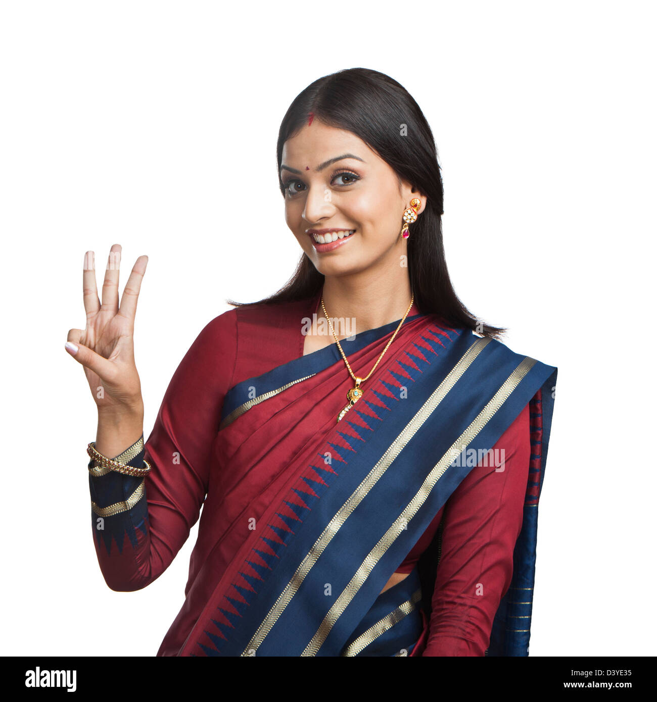 Traditionnellement Indian woman gesturing Banque D'Images