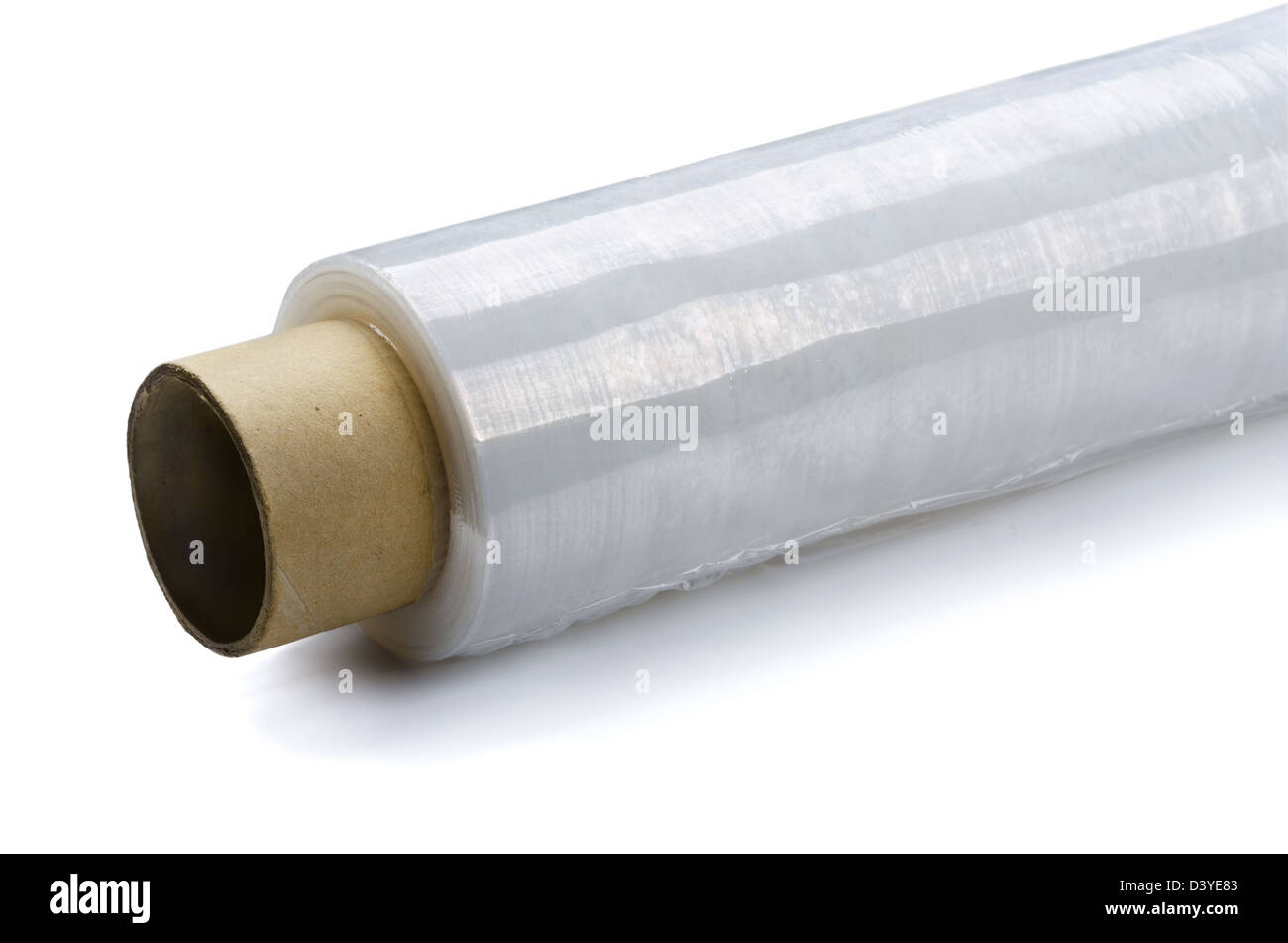 Rouleau de film étirable en plastique d'emballage sur fond blanc Photo  Stock - Alamy