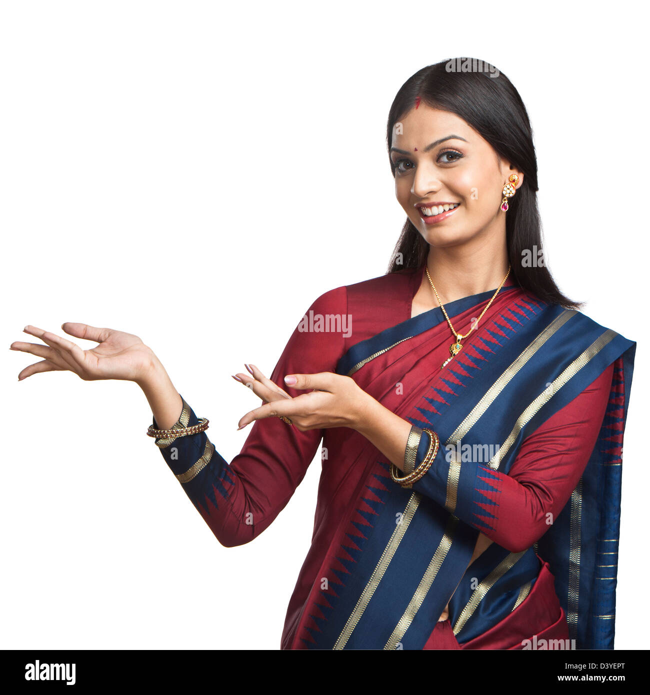 Traditionnellement Indian woman gesturing Banque D'Images