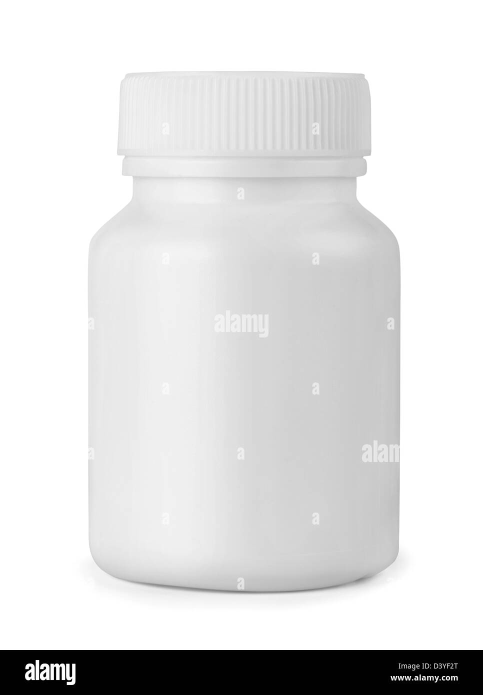 Flacon de médicaments en plastique blanc isolated on white Banque D'Images