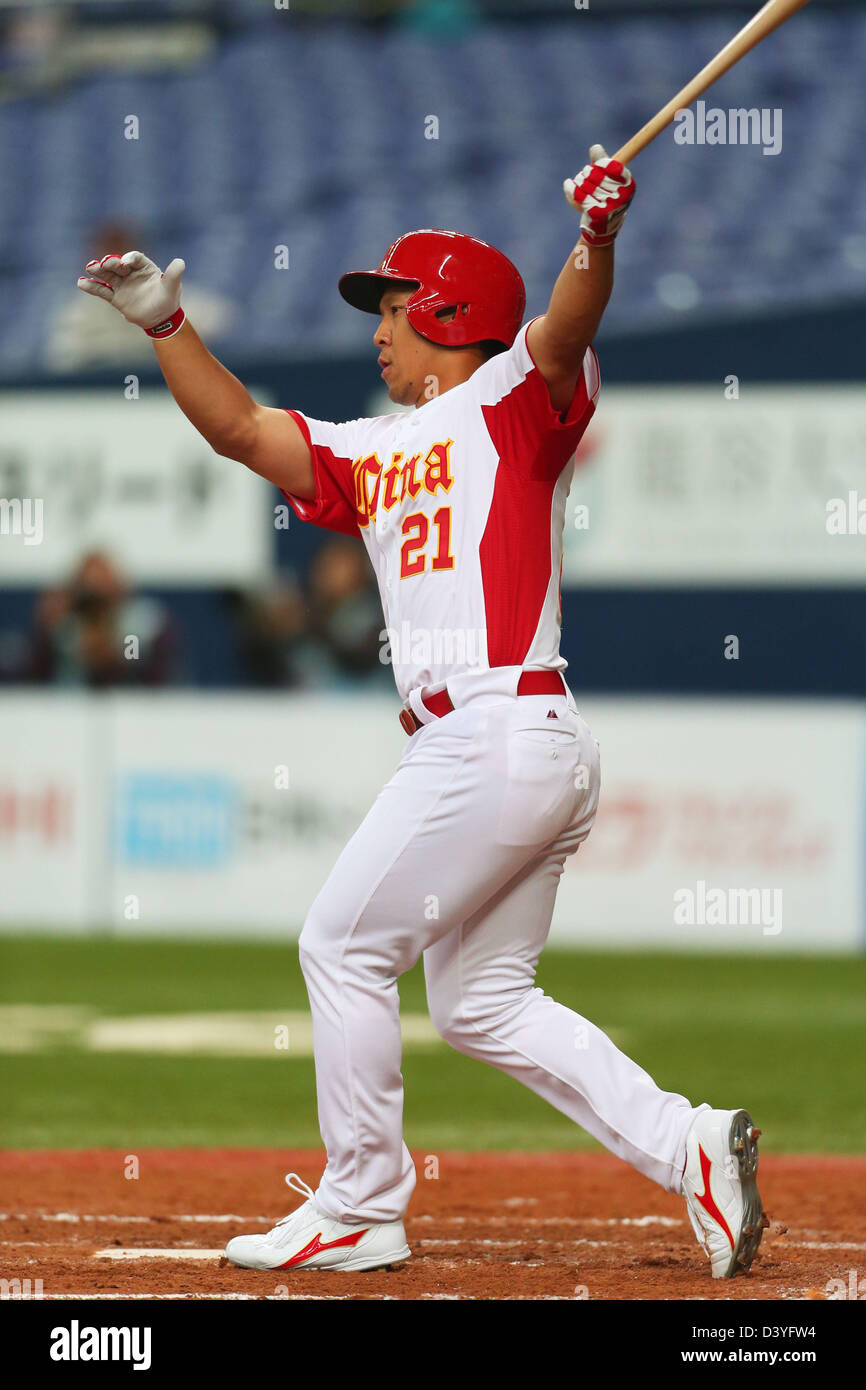 Osaka, Japon. 27 février 2013. Ray Chang (CHN), 27 février 2013 - WBC : 2013 World Baseball Classic, exposition Match match entre la Chine 1-8 Orix Buffaloes au Kyocera Dome, Osaka, Japon. (Photo de AJPS/AFLO SPORT/Alamy Live News) Banque D'Images