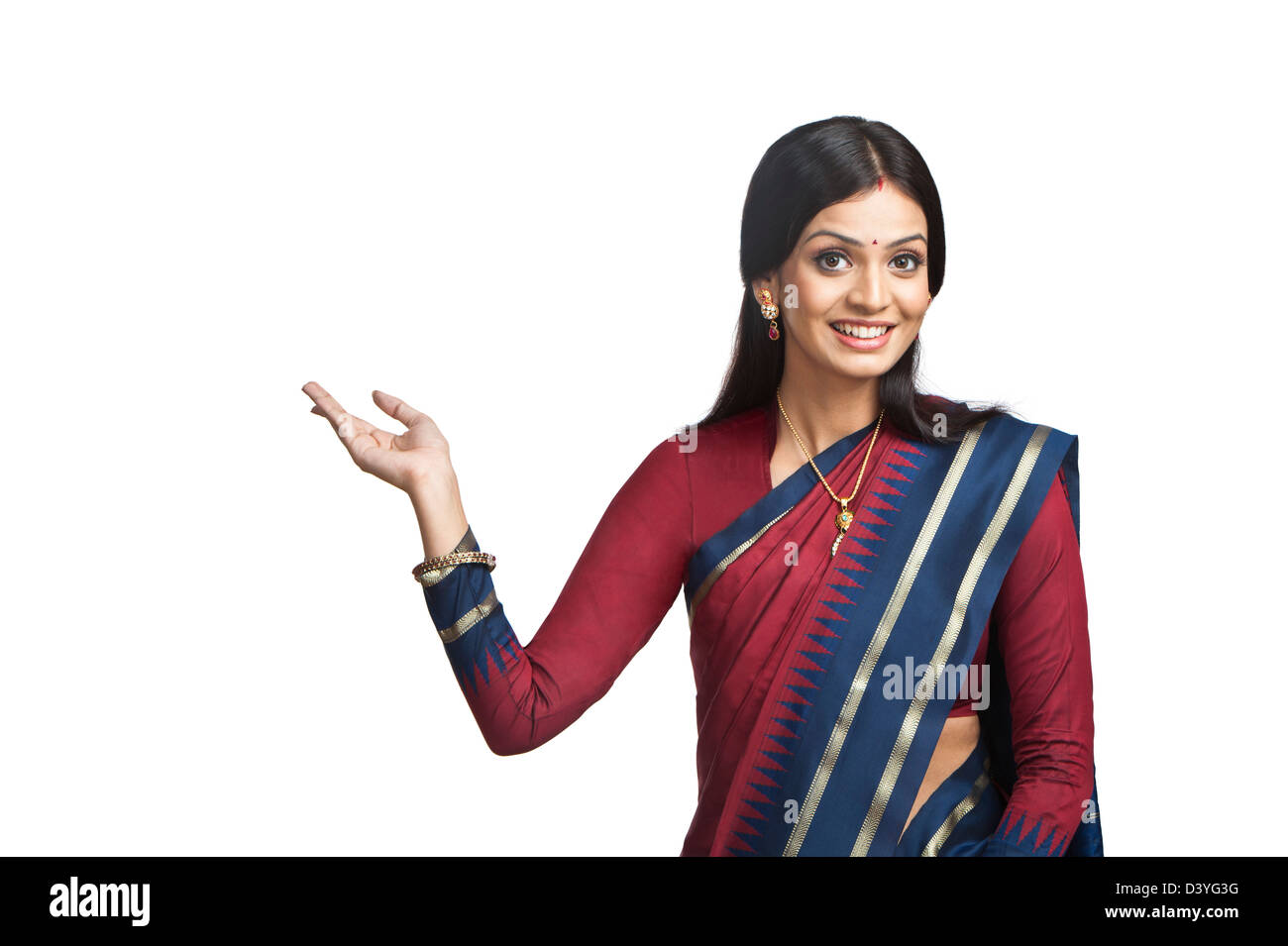 Traditionnellement Indian woman gesturing Banque D'Images