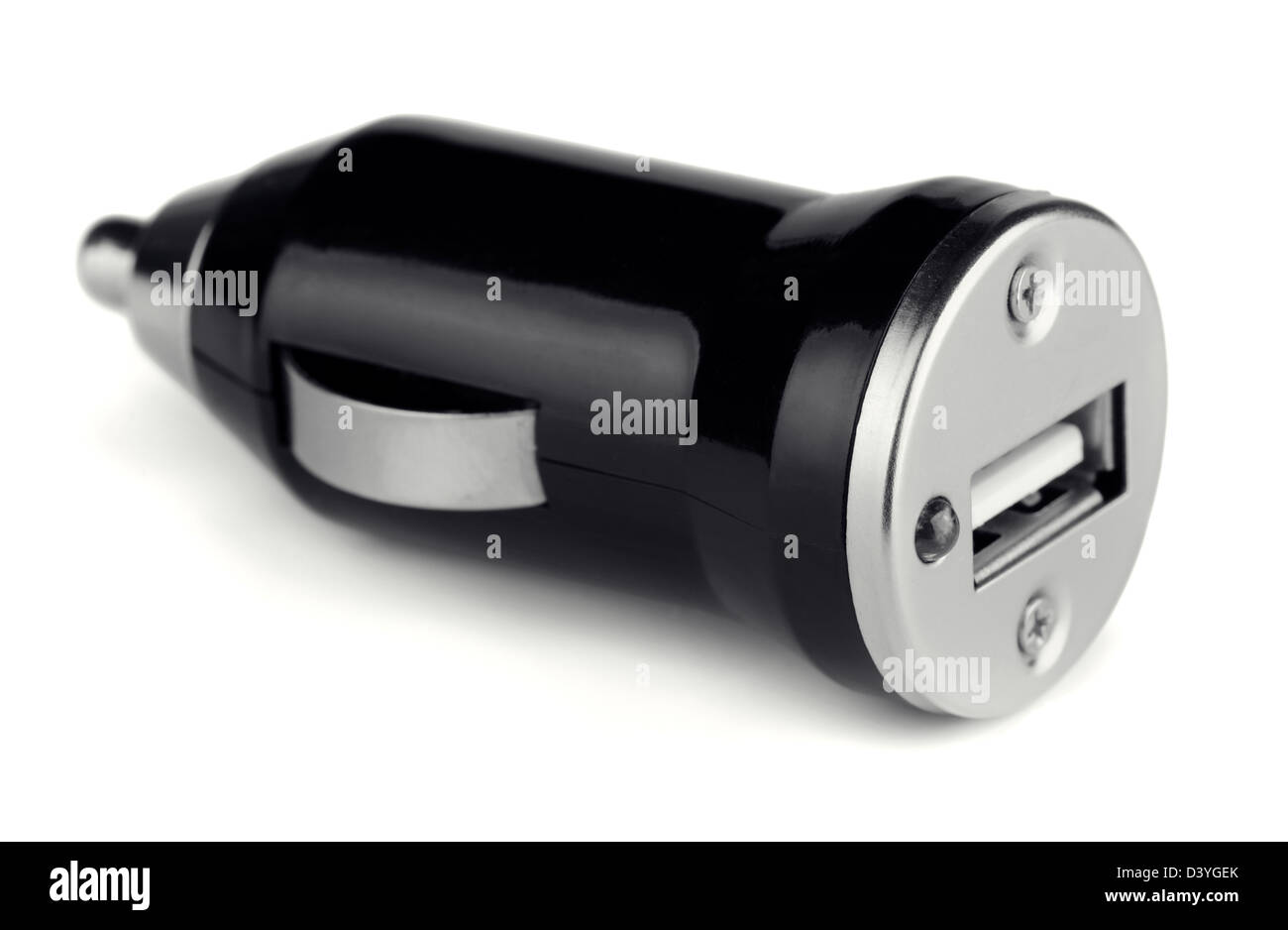 Appareil électronique USB noir chargeur voiture isolated on white Banque D'Images
