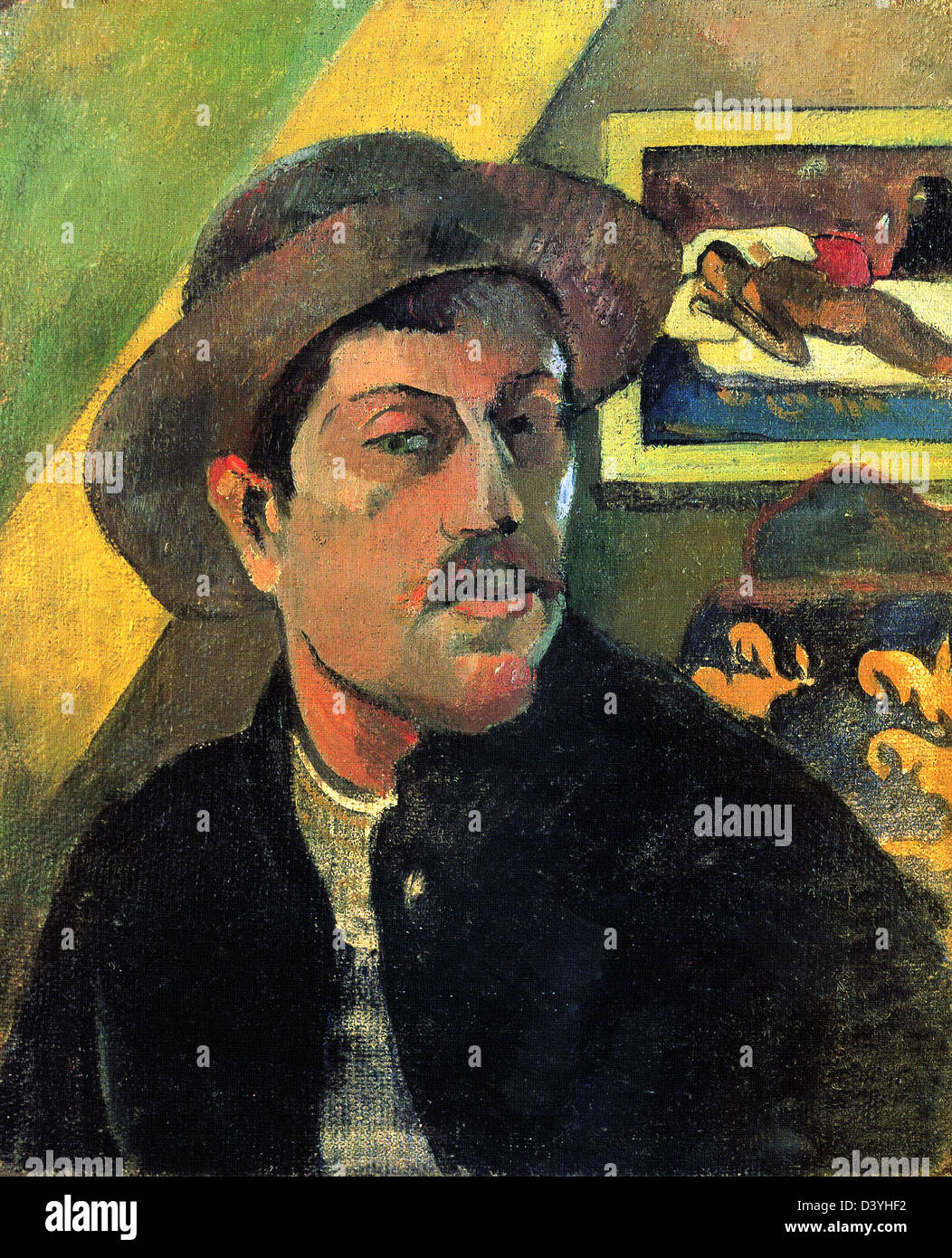 Paul Gauguin, Portrait de l'artiste hat 1893 Huile sur toile. Musée d'Orsay, Paris Banque D'Images