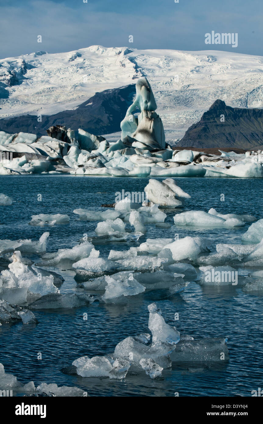 L'iceberg Jökulsárlón à lagoon dans le parc national du Vatnajökull, Islande Banque D'Images
