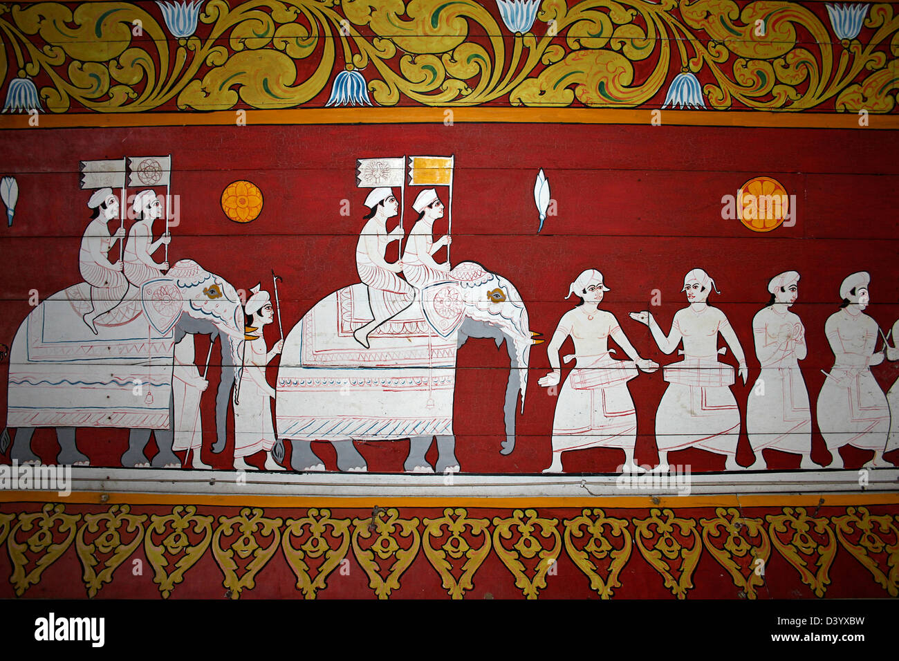Photo murale représentant l'Esala Perahera (le festival de la dent) à Kandy, Sri Lanka Banque D'Images