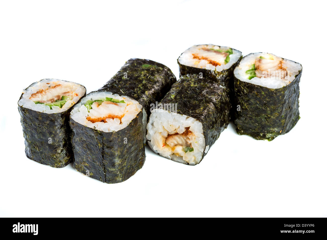 La nourriture bonne. Sushi Roll sur fond blanc Banque D'Images