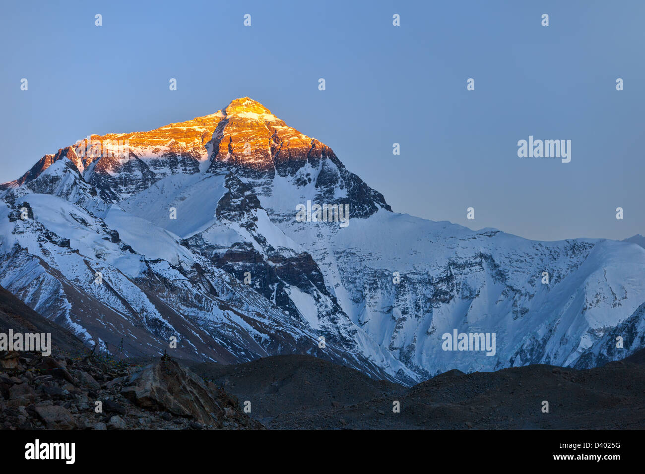 Le mont Everest au coucher du soleil Banque D'Images