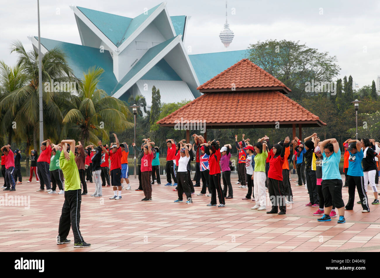 La Malaisie, Kuala Lumpur, lac Titiwangsa Gardens, matin, l'exercice, les gens, Banque D'Images