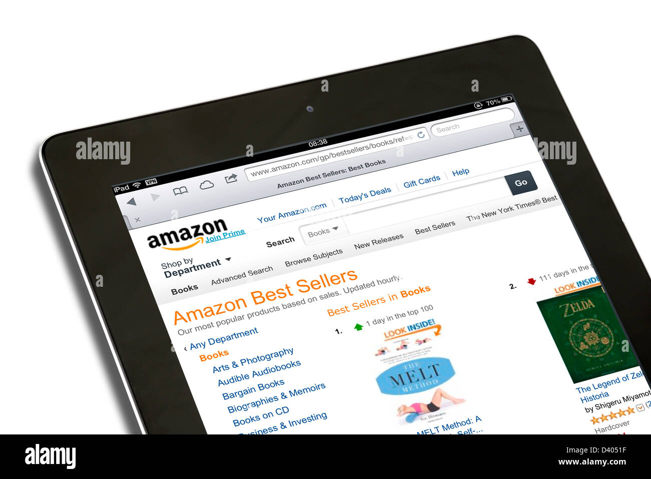Shopping pour les livres sur l'amazon.com USA Site web sur une 4ème génération d'Apple iPad tablet computer Banque D'Images