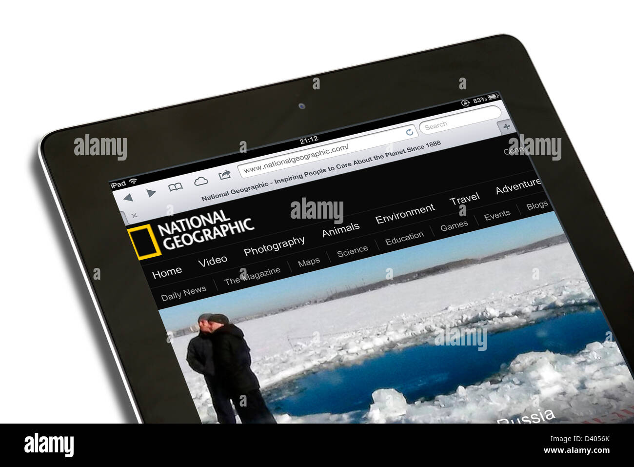 Site Web National Geographic sur un iPad 4e génération Banque D'Images