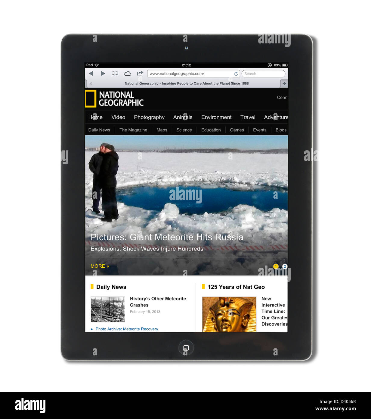 Site Web National Geographic sur un iPad 4e génération Banque D'Images