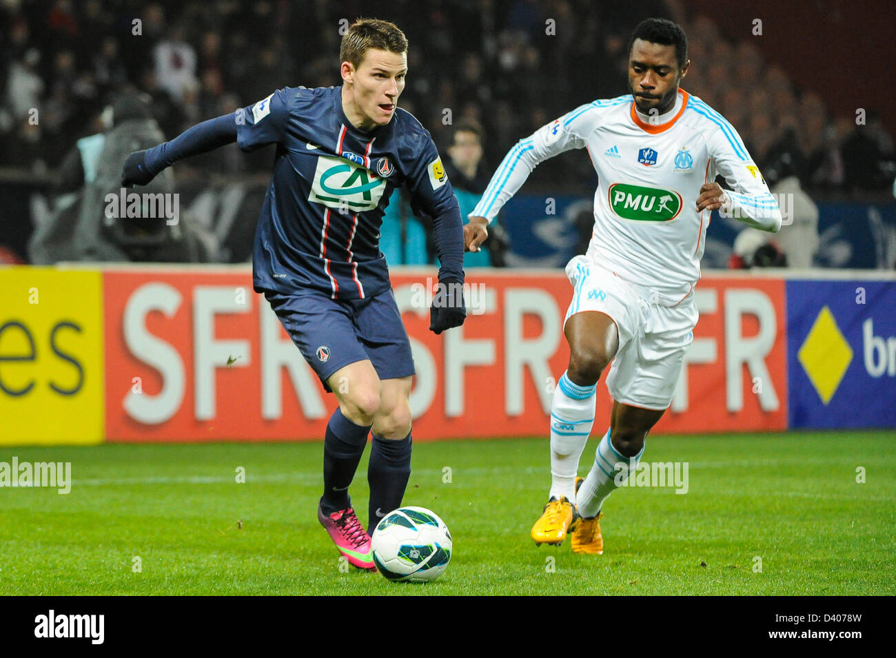 Parc des Princes, Paris, France. 27 février 2013. Football, Coupe de France. Paris Saint Germain vs Olympique de Marseille (2-0). Kevin Gameiro (PSG). Photo Frederic Augendre/Alamy Live News Banque D'Images