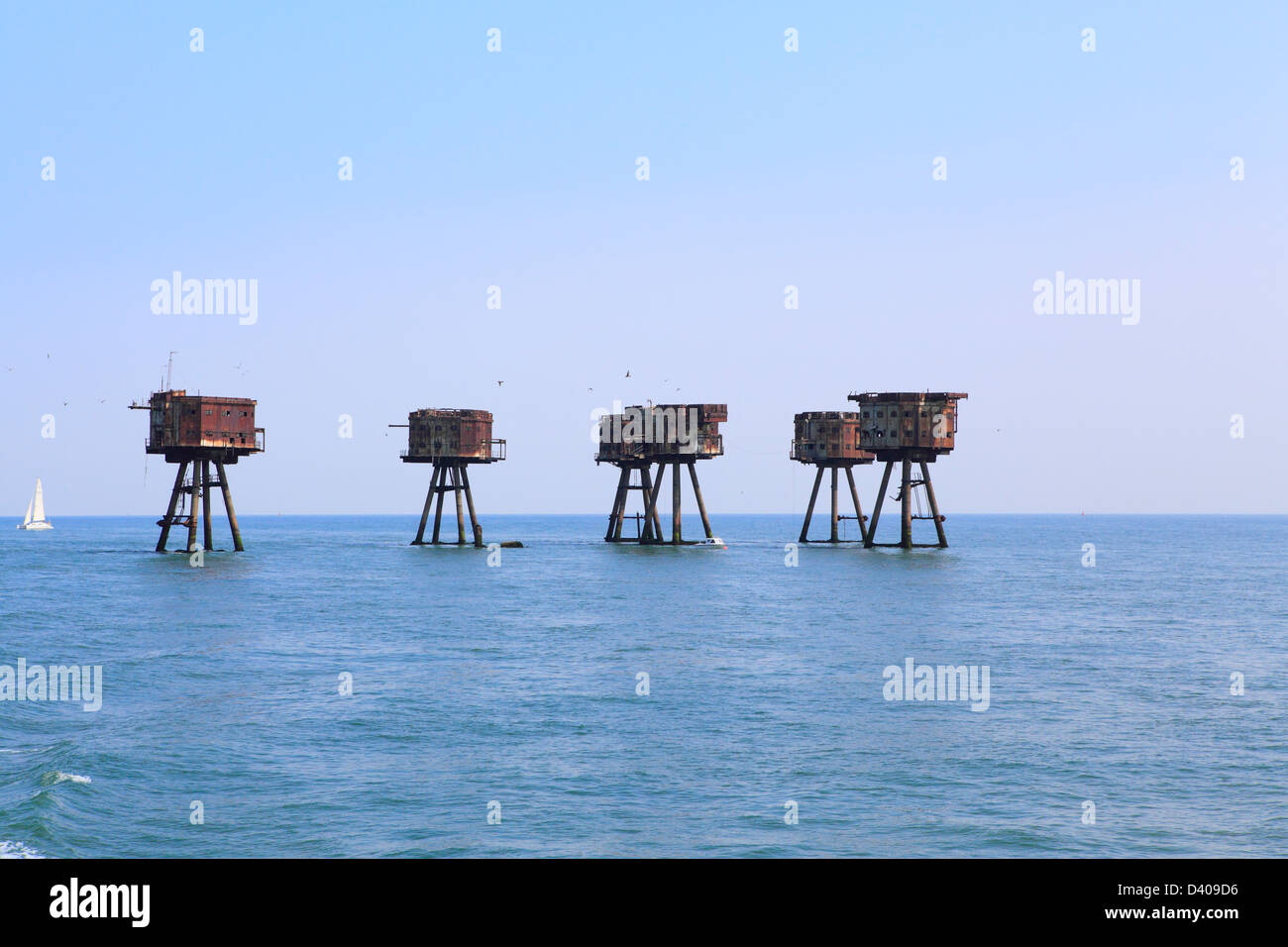 Forts de guerre de sable rouge dans Thames Estuary England UK GO Banque D'Images