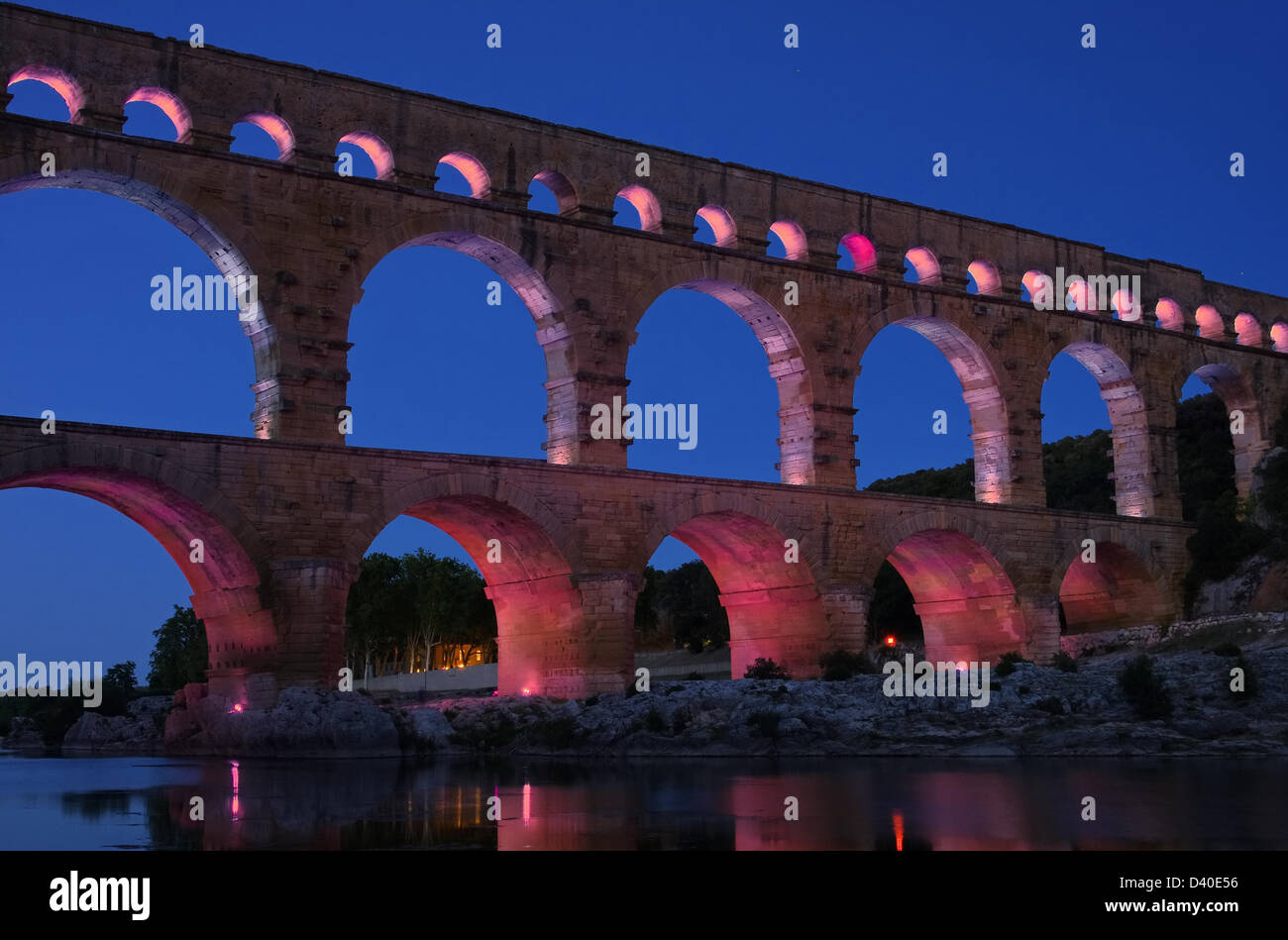 Pont du Gard Pont du Gard - Nacht nuit 02 Banque D'Images