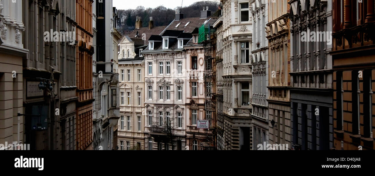 Pano de maisons élégantes, Wuppertal, Allemagne Banque D'Images