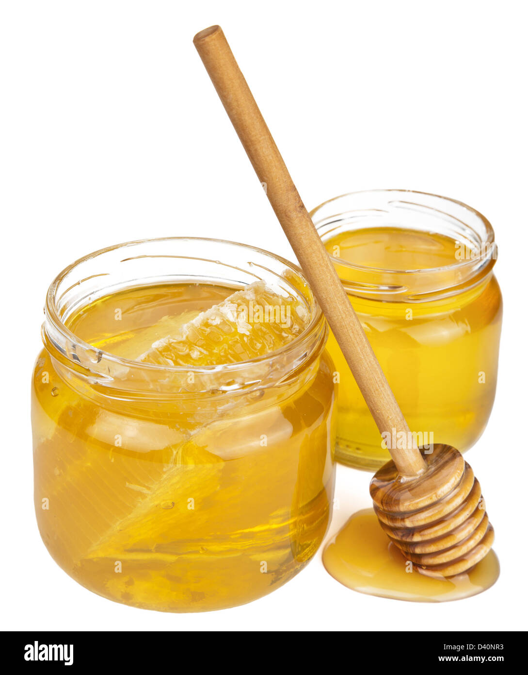 Le miel en pots isolated Banque D'Images