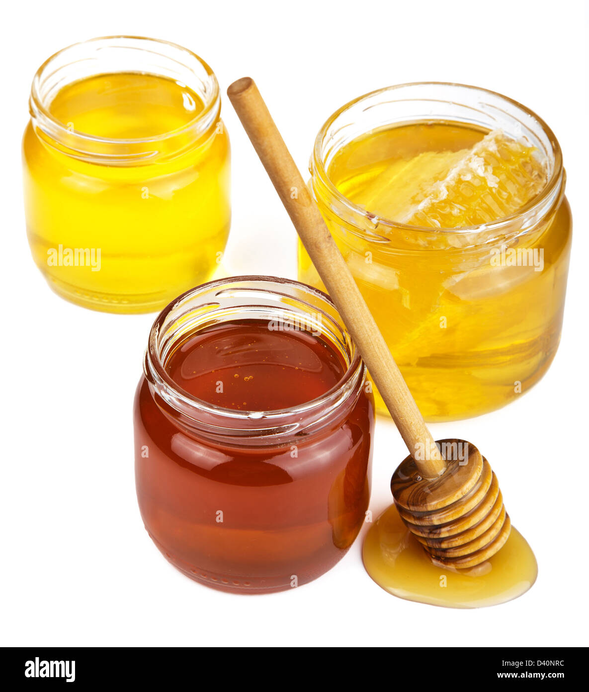 Le miel en pots isolated Banque D'Images