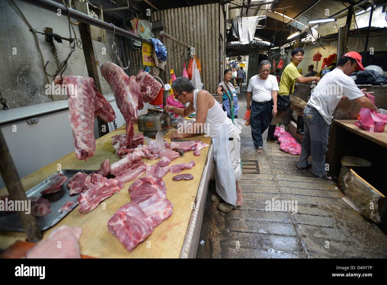 La Malaisie Kuala Lumpur Chinatown butchers Banque D'Images