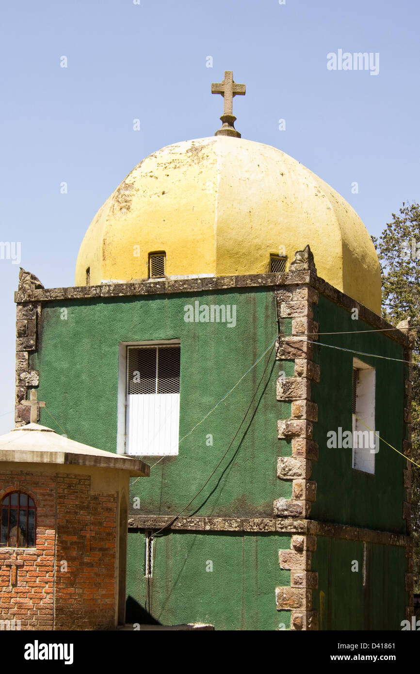 L'extérieur au-dessus de l'église Entoto Maryam Addis Ababa Ethiopie Afrique Banque D'Images