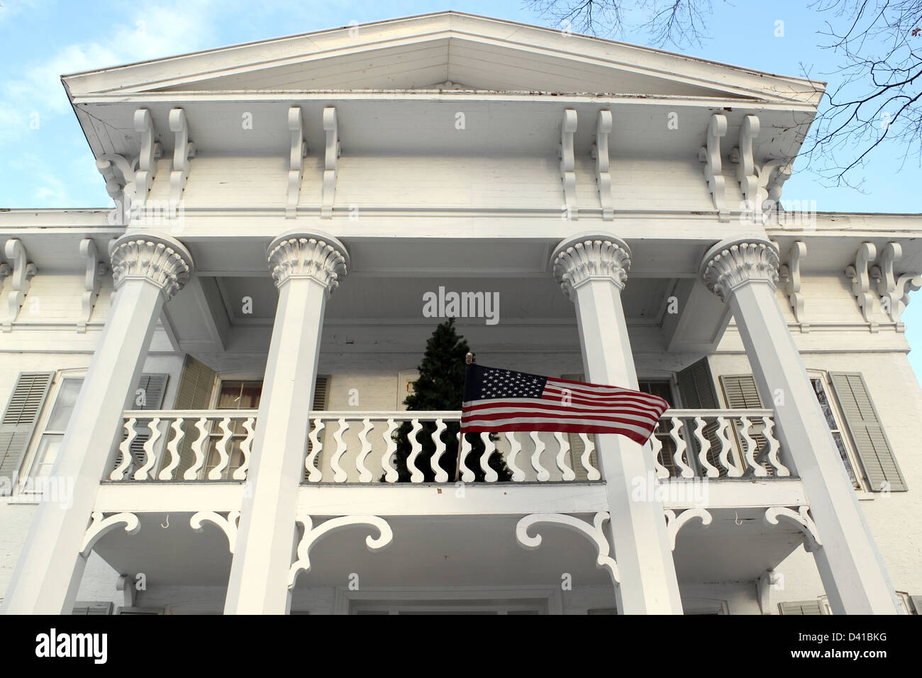 Détail d'une demeure seigneuriale à Old Bennington, Vermont Banque D'Images